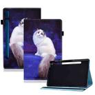 For Samsung Galaxy Tab S8 / S7 Colored Drawing Elastic Band Smart Leather Tablet Case(White Cat) - 1