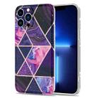 Electroplated Splicing Marble Stripe Straight Edge Case For iPhone 13 Pro(Dark Purple) - 1