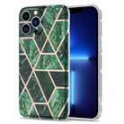 Electroplated Splicing Marble Stripe Straight Edge Case For iPhone 13 Pro(Emerald Green) - 1