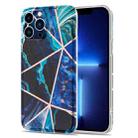 Electroplated Splicing Marble Stripe Straight Edge Case For iPhone 13 Pro Max(Blue) - 1