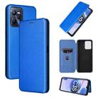 For OPPO Realme C35 Carbon Fiber Texture Flip Leather Phone Case(Blue) - 1