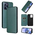 For OPPO Realme C35 Carbon Fiber Texture Flip Leather Phone Case(Green) - 1