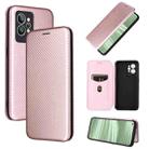 For OPPO Realme GT2 Pro Carbon Fiber Texture Flip Leather Phone Case(Pink) - 1