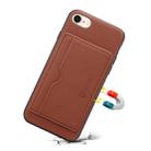 For iPhone 7 / 8 Denior V3 Luxury Car Cowhide Leather Protective Case with Holder & Card Slot(Brown) - 1