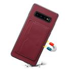 For Galaxy S10 Denior V3 Luxury Car Cowhide Leather Protective Case with Holder & Card Slot(Dark Red) - 1