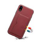 For iPhone XR Denior V3 Luxury Car Cowhide Leather Protective Case with Holder & Card Slot(Dark Red) - 1