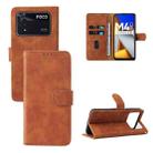 For Xiaomi Poco M4 Pro 4G Skin Feel Magnetic Flip Leather Phone Case(Brown) - 1