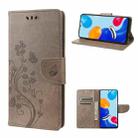 For Xiaomi Redmi Note 11 4G / Note 11S Embossed Butterfly Pattern Flip Leather Phone Case(Grey) - 1