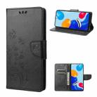For Xiaomi Redmi Note 11 4G / Note 11S Embossed Butterfly Pattern Flip Leather Phone Case(Black) - 1