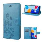 For Xiaomi Redmi Note 11 4G / Note 11S Embossed Butterfly Pattern Flip Leather Phone Case(Blue) - 1