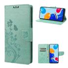 For Xiaomi Redmi Note 11 4G / Note 11S Embossed Butterfly Pattern Flip Leather Phone Case(Green) - 1