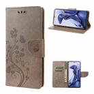 For Xiaomi Poco X4 Pro 5G Embossed Butterfly Pattern Flip Leather Phone Case(Grey) - 1