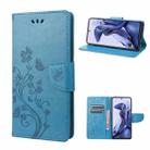 For Xiaomi Poco X4 Pro 5G Embossed Butterfly Pattern Flip Leather Phone Case(Blue) - 1