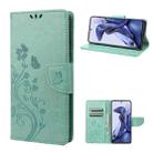 For Xiaomi Poco X4 Pro 5G Embossed Butterfly Pattern Flip Leather Phone Case(Green) - 1