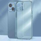 For iPhone 13 Frosted TPU + Glass Phone Case(Transparent Blue) - 1