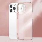 For iPhone 13 Pro Max Frosted TPU + Glass Phone Case (Transparent Pink) - 1