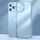 For iPhone 12 Pro Frosted TPU + Glass Phone Case(Transparent Blue) - 1