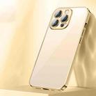 For iPhone 13 Pro Max Full Coverage Lens Crystal Plating Airbag Shockproof TPU Phone Case (Gold) - 1