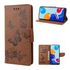 For Xiaomi Redmi Note 11 4G / Note 11S Butterfly Embossed Horizontal Flip Leather Phone Case(Brown) - 1