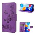 For Xiaomi Redmi Note 11 4G / Note 11S Butterfly Embossed Horizontal Flip Leather Phone Case(Purple) - 1
