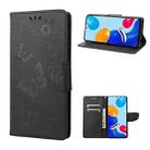For Xiaomi Redmi Note 11 4G / Note 11S Butterfly Embossed Horizontal Flip Leather Phone Case(Black) - 1