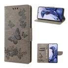 For Xiaomi Poco X4 Pro 5G Butterfly Embossed Horizontal Flip Leather Phone Case(Grey) - 1