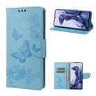 For Xiaomi Poco X4 Pro 5G Butterfly Embossed Horizontal Flip Leather Phone Case(Blue) - 1
