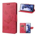 For Xiaomi Poco X4 Pro 5G Butterfly Embossed Horizontal Flip Leather Phone Case(Red) - 1