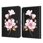 For Samsung Galaxy Tab S7 SM-T875 3D Painted Pattern Leather Tablet Case(Black Flower) - 1