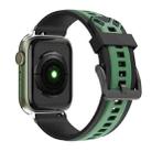 Two-Color Silicone Watch Band For Apple Watch Series 8&7 41mm / SE 2&6&SE&5&4 40mm / 3&2&1 38mm(Black Dark Green) - 1