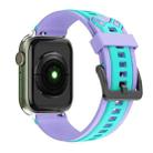 Two-Color Silicone Watch Band For Apple Watch Ultra 49mm / Series 8&7 45mm / SE 2&6&SE&5&4 44mm / 3&2&1 42mm(Purple Mint Green) - 1