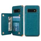 For Galaxy S10 POLA TPU + PC Plating Full Coverage Protective Case with Holder & Card Slots & Photo Frame(Green) - 1