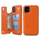 For iPhone 11 POLA TPU + PC Plating Full Coverage Protective Case with Holder & Card Slots & Photo Frame(Orange) - 1