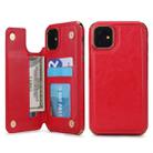 For iPhone 11 POLA TPU + PC Plating Full Coverage Protective Case with Holder & Card Slots & Photo Frame(Red) - 1