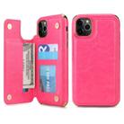 For iPhone 11 Pro POLA TPU + PC Plating Full Coverage Protective Case with Holder & Card Slots & Photo Frame(Rose Red) - 1