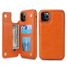 For iPhone 11 Pro Max POLA TPU + PC Plating Full Coverage Protective Case with Holder & Card Slots & Photo Frame(Orange) - 1