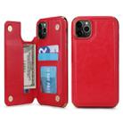 For iPhone 11 Pro Max POLA TPU + PC Plating Full Coverage Protective Case with Holder & Card Slots & Photo Frame(Red) - 1