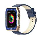 Metal Frame Leather Watch Band For Apple Watch Series 7 41mm / 6&SE&5&4 40mm / 3&2&1 38mm(Blue Gold) - 1