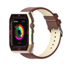 Metal Frame Leather Watch Band For Apple Watch Series 7 41mm / 6&SE&5&4 40mm / 3&2&1 38mm(Brown Gold Red) - 1