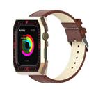 Metal Frame Leather Watch Band For Apple Watch Series 7 45mm / 6&SE&5&4 44mm / 3&2&1 42mm(Brown Gold Red) - 1