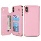 For iPhone XS Max POLA TPU + PC Plating Full Coverage Protective Case with Holder & Card Slots & Photo Frame(Pink) - 1