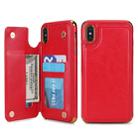 For iPhone XS Max POLA TPU + PC Plating Full Coverage Protective Case with Holder & Card Slots & Photo Frame(Red) - 1