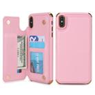 For iPhone X / XS POLA TPU + PC Plating Full Coverage Protective Case with Holder & Card Slots & Photo Frame(Pink) - 1