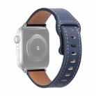 Butterfly Buckle Cowhide Leather Watch Band For Apple Watch Ultra 49mm / Series 8&7 45mm / SE 2&6&SE&5&4 44mm / 3&2&1 42mm(Midnight Blue) - 1