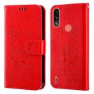 For Motorola Moto E7i Power / E7 Power Lotus Embossed Leather Phone Case(Red) - 1