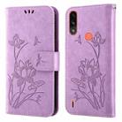 For Motorola Moto E7i Power / E7 Power Lotus Embossed Leather Phone Case(Purple) - 1