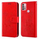 For Motorola Moto G30 / G10 / G20 Lotus Embossed Leather Phone Case(Red) - 1