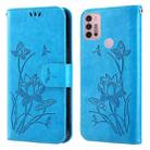 For Motorola Moto G30 / G10 / G20 Lotus Embossed Leather Phone Case(Blue) - 1