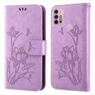 For Motorola Moto G30 / G10 / G20 Lotus Embossed Leather Phone Case(Purple) - 1