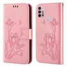 For Motorola Moto G30 / G10 / G20 Lotus Embossed Leather Phone Case(Pink) - 1